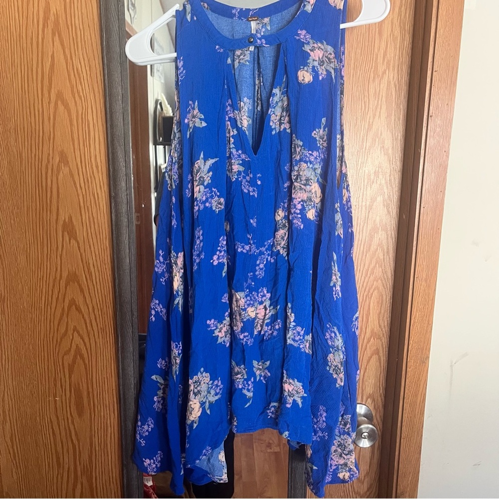 Free People Floral Blue Mini Dress - Picture 1 of 6
